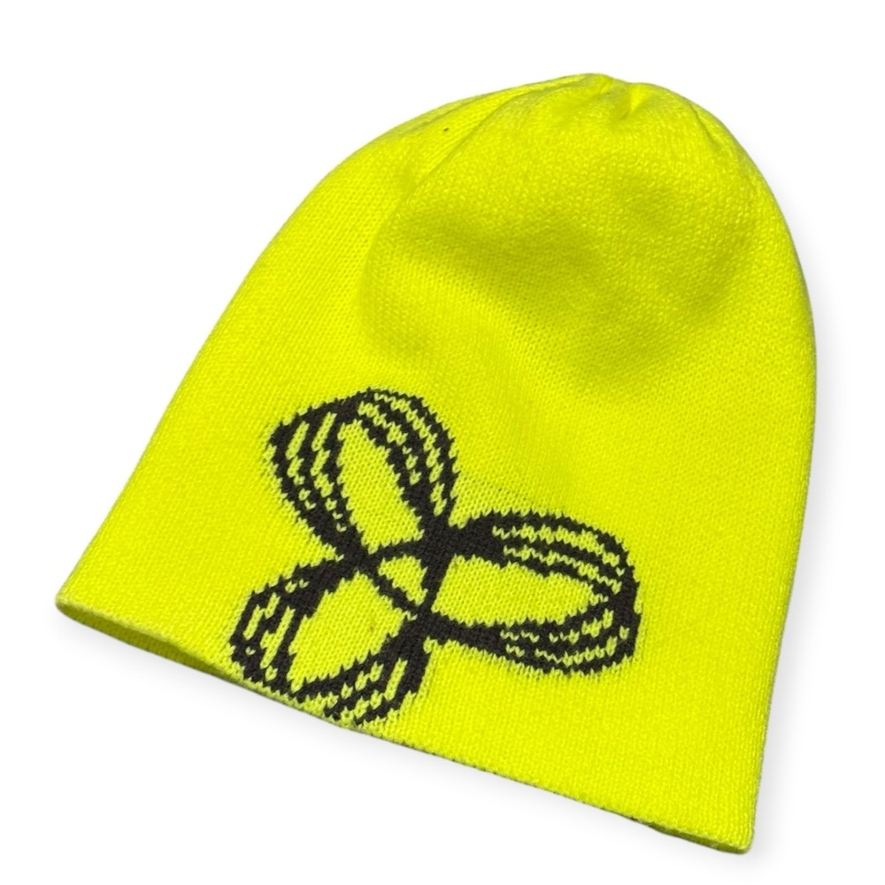 Aritzia TNA Knit Beanie Toque Neon Yellow Purple Logo Winter Gear Streetwear Fun